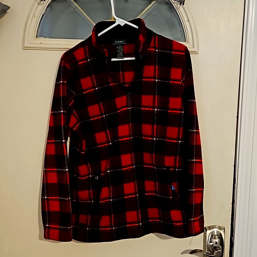 Lauren, by Ralph Lauren Red plaid half zip pull over